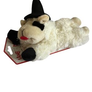 White Plush Lamb Toy with Black Hat